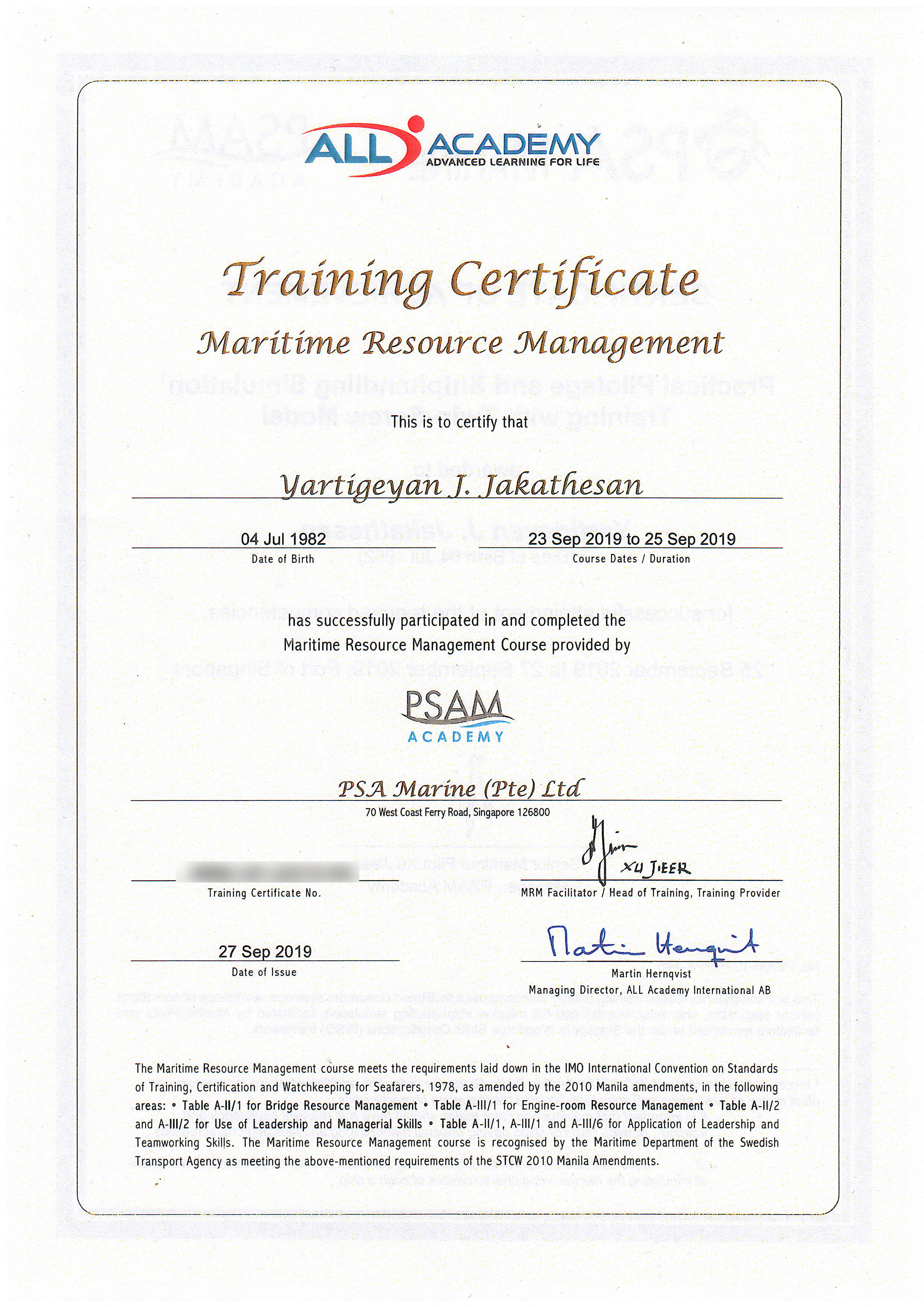 Maritime Resource Management(2019)